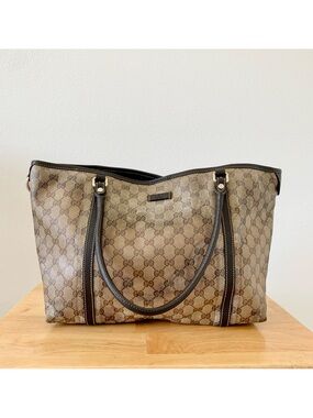 Authentic GUCCI GG Crystal Joy Tote Brown Monogram Bag 265695